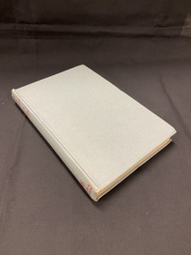 Light bluish-grey hardback book. The only markings on the book are along the spine where it reads 'GREY AND SCARLET / Edited by ADA HARRISON / Hodder & Stoughton' in red text.