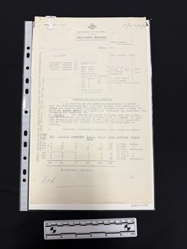 Set of foolscap sized copies of typed papers held together with white archival paperclip.