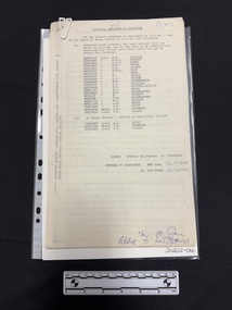Bundle of copies of foolscap papers held together with a white archival paperclip and containing information of original source down left hand side.
