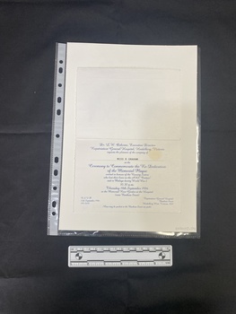 Personal invitation for re-dedication of plaque 1986