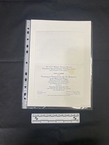 Personal invitation for re-dedication of plaque 1986