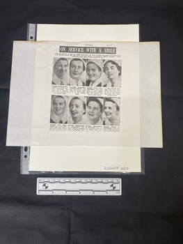 Clipping from a bulletin showing photographs of eight women