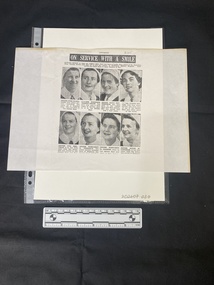 Clipping from a bulletin showing photographs of eight women