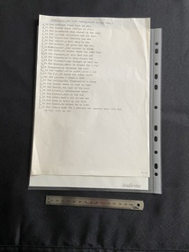 A4 paper with a typed poem in black ink.