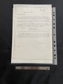 Photocopy of a typed A4 correspondence document from the Defence Army with information of the source on the left side edge.