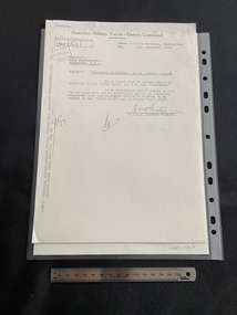Photocopy on A4 paper of typed correspondence. The source is typed along the left side edge. 