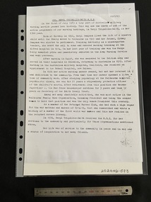 Typed document with the title underlined at the top and the date in the right corner, followed by eight short paragraphs.