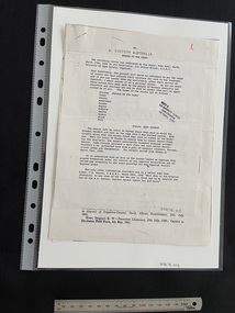 Photocopies of three single-sided pages from an unknown book. The pages are typed in black ink. The first page contains four paragraphs and a copy of a short letter. The second page contains three paragraphs of text and two lists of names. The final page shows a short paragraph, followed by a Nominal Roll table, then a further paragraph and a list of names.