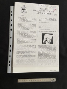 Bi-folded A3 into A4 newsletter with two columns of text and a logo at the top of the front page. 