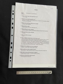 'NURSES' typed in bold type in the top centre of the page. The page is a list of numbered questions in bold type, with the answers directly under each one in lighter type.
