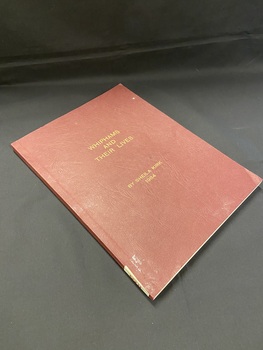 Maroon coloured paperback book with title and author printed in gold print in the centre of the front cover and along the spine. There is a white sticker label at the base of the spine with B69 in red marker.