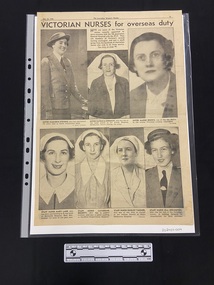 Newspaper - Newspaper clipping, The Australian Women's Weekly Pictorial, Victorian nurses for overseas duty, July 13, 1940