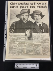 Newspaper - Newspaper clipping, The Border Mail, Ghosts of war are put to rest, Saturday, March 7, 1992