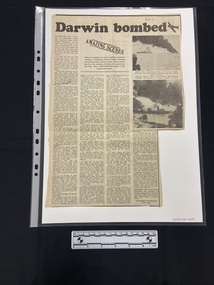 Newspaper - Newspaper clipping, Douglas Lockwood (1918-1980), Darwin bombed