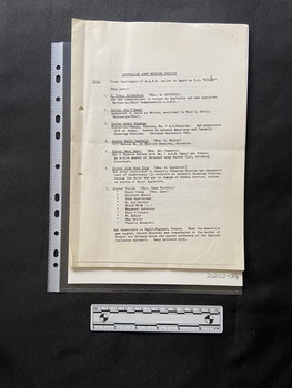 Photocopy of a typed document. Typed print starts two inches down the page and is numbered 1-7 under the heading. Each point has the nurses name underlined and then details of their experience.