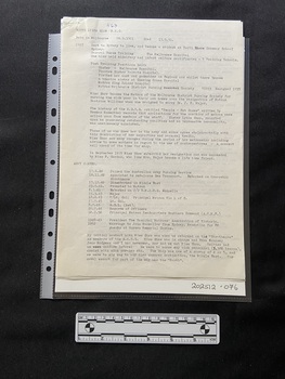 Seven paragraphs of typed information and a list of dates detailing Edith's Army career.