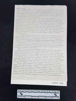 Typed page of text containing five paragraphs.