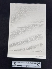 Typed page of text containing five paragraphs.