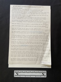 Typed page in black ink. Two phrases are covered over in white-out with fainter typing across the top. The first two title lines are underlined with lines of dashes.
