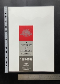 A bookmark sized card in three sections, top in red with Australian military logo in silver, middle in pale grey with black text and bottom section darker grey with white text