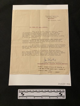 Four paragraph letter typed with a typewriter and hand-signed.