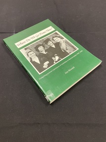 Green paperback cover with white printed title on the spine. White text box on the cover with title printed inside it in black. Photograph of four women on the cover in black and white.