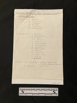 Copy of a handwritten list of names. Title printed across the top of the page and double underlined.