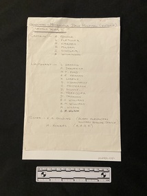 Copy of a handwritten list of names. Title printed across the top of the page and double underlined.