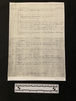 Photocopy of four handwritten record cards (two per page), from a catalogue. Each card has a margin with a number above the top line and further numbers down the left margin. The rest of the card lists various items found at those numbers.