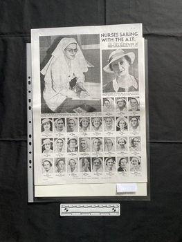 A photocopy of a magazine page showing mostly headshot photos of young women in nurses uniforms.
