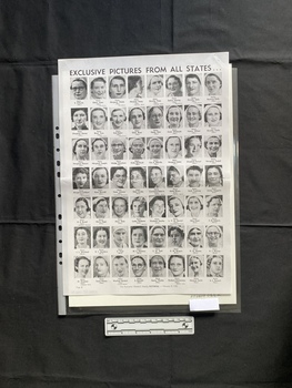 A photocopy of a magazine page showing headshot photos of young women in nurses uniforms.