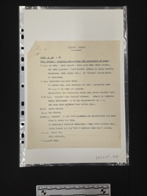 One-page paper document formerly attached to other docuements at top left with a pin. The document is titled 'SISTERS DUTIES'. Type-written text on one side of the page outlines times and respective duties.