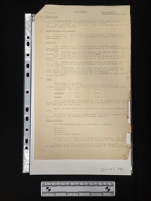 Buff coloured three-page foolscap paper document. The document is titled 'MESS RULES'. Type-written text on one side of each page outlines rules of the Mess Committee. 