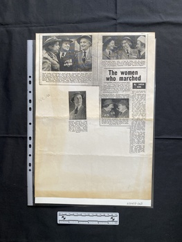 A photocopy of two newspaper clippings, including titles, text and four black and white photos