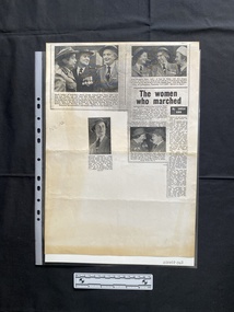 A photocopy of two newspaper clippings, including titles, text and four black and white photos
