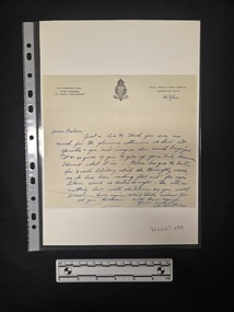 One-page handwritten letter on cream paper with a black printed Royal Prince Alfred Hospital letterhead. The letterhead includes text at left and right and a Royal Prince Alfred Hospital crest at the centre. 