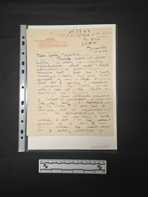 Document - Handwritten letter, Australian Red Cross Society, 1944