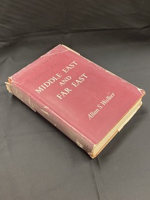 Burgundy cloth-bound book with torn burgundy dust-jacket. Series title printed in black across the top of the cover and title printed in white across the centre. Author's name printed in white across the bottom of the cover. The spine contains the same information, it is quite worn and marked.