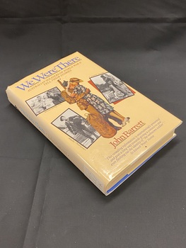 Cream coloured dust-jacket, title in blue along the spine. Cover shows an image of a soldier and a woman embracing, surrounded by three black and white photographs. Title is printed at the top and author at the bottom.