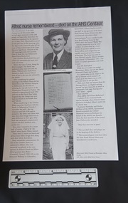 Single page black and white photocopy of an article with photographs of Sister Eileen Rutherford