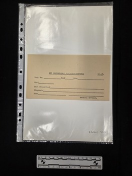 Printed medical form on cream paper. The form has not been filled out. Form is titled 115 (HEIDELBERG) MILITARY HOSPITAL