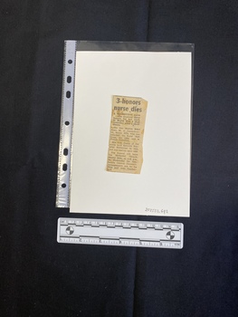 A small newspaper clipping consisting of a title and a single column of text