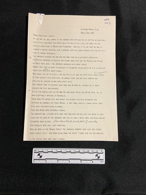 Photocopied typed transcript with some handwritten annotations on A4 paper. Two hole-pinched marks down the left side.