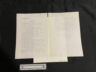 Document - Photocopy of a typed account and invitation, Bob Hershaw, AHS Centaur, 2001