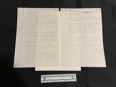 Document - Photocopy of brief history, Mrs Wilma E F Young (nee Oram), unknown