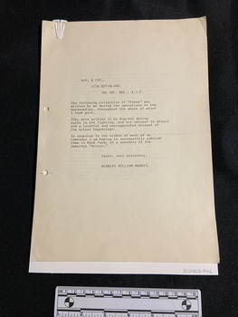 Twelve pages of cream coloured, A4 paper with one poem typed in black ink on each page. The top page has a typed letter from the author set out in the centre of the page. There are two hole punch marks down the left side.