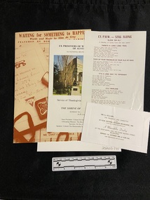 Ephemera - collection of ephemera, Victorian Arts Centre Trust, Ex prisoners of war reunion, Melbourne, 1984, 1984