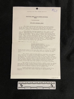 One typed page in black ink. There is a black cross in the top centre and the words Australian Red Cross Society beneath it. The text fills the whole page.