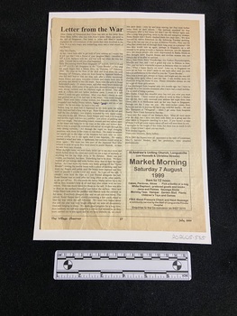 Magazine article covering most of the page, divided into two columns of text. Heading in bold type at the top of the first column. At the bottom of the second column is a square box with an unrelated advert inside.