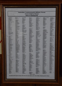 Shire of Buninyong 1914-1918 Roll of Honour - Australian Commonwealth Military Forces